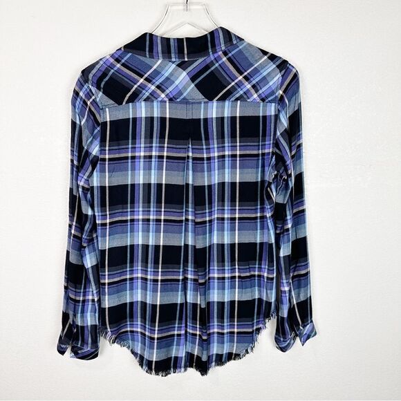 Cloth & Stone Purple Flannel Long Sleeve Pocket Blouse Anthropologie Top S - Picture 6 of 7